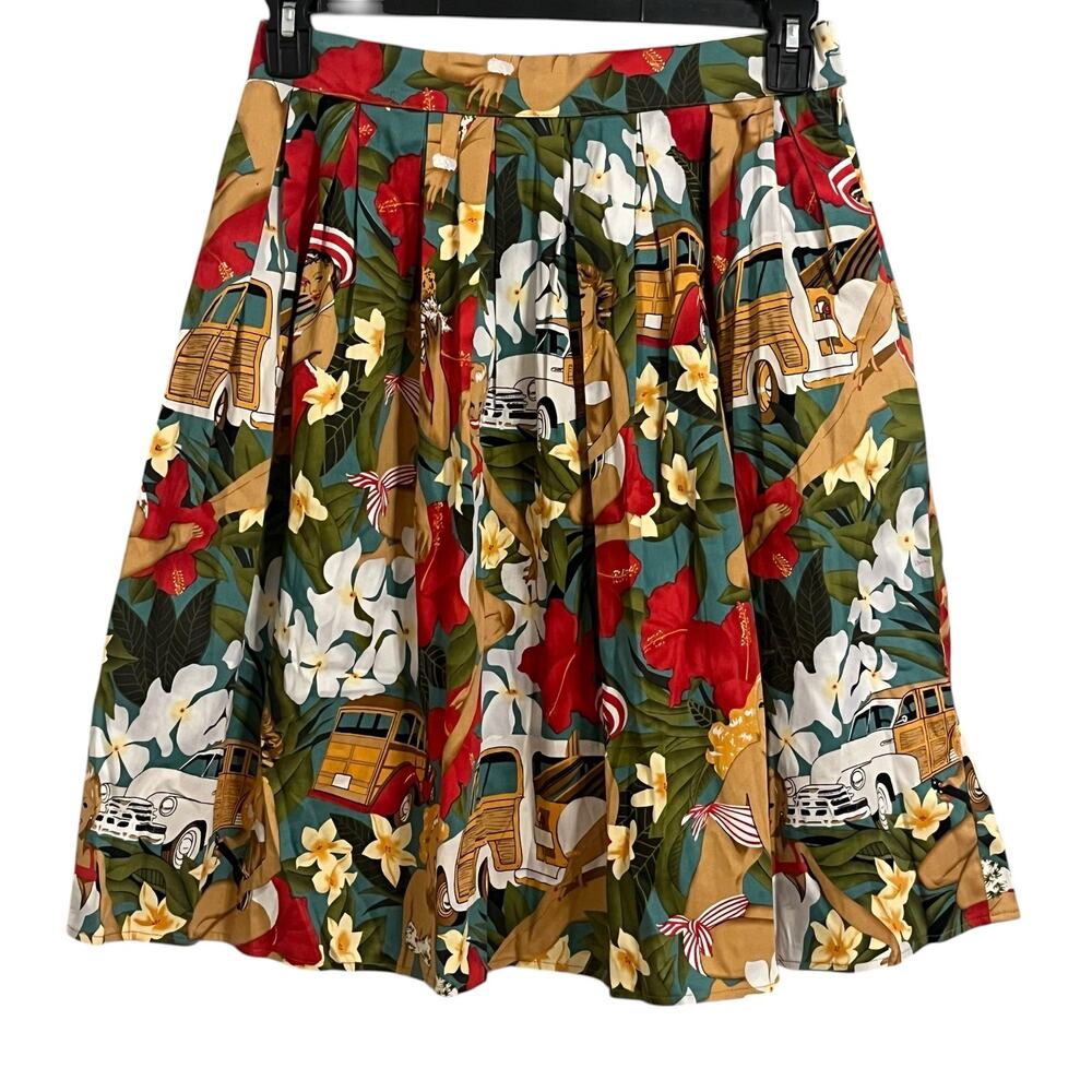 Vintage Grace Karin 1950s Pin Up Girl Beach Floral Skirt